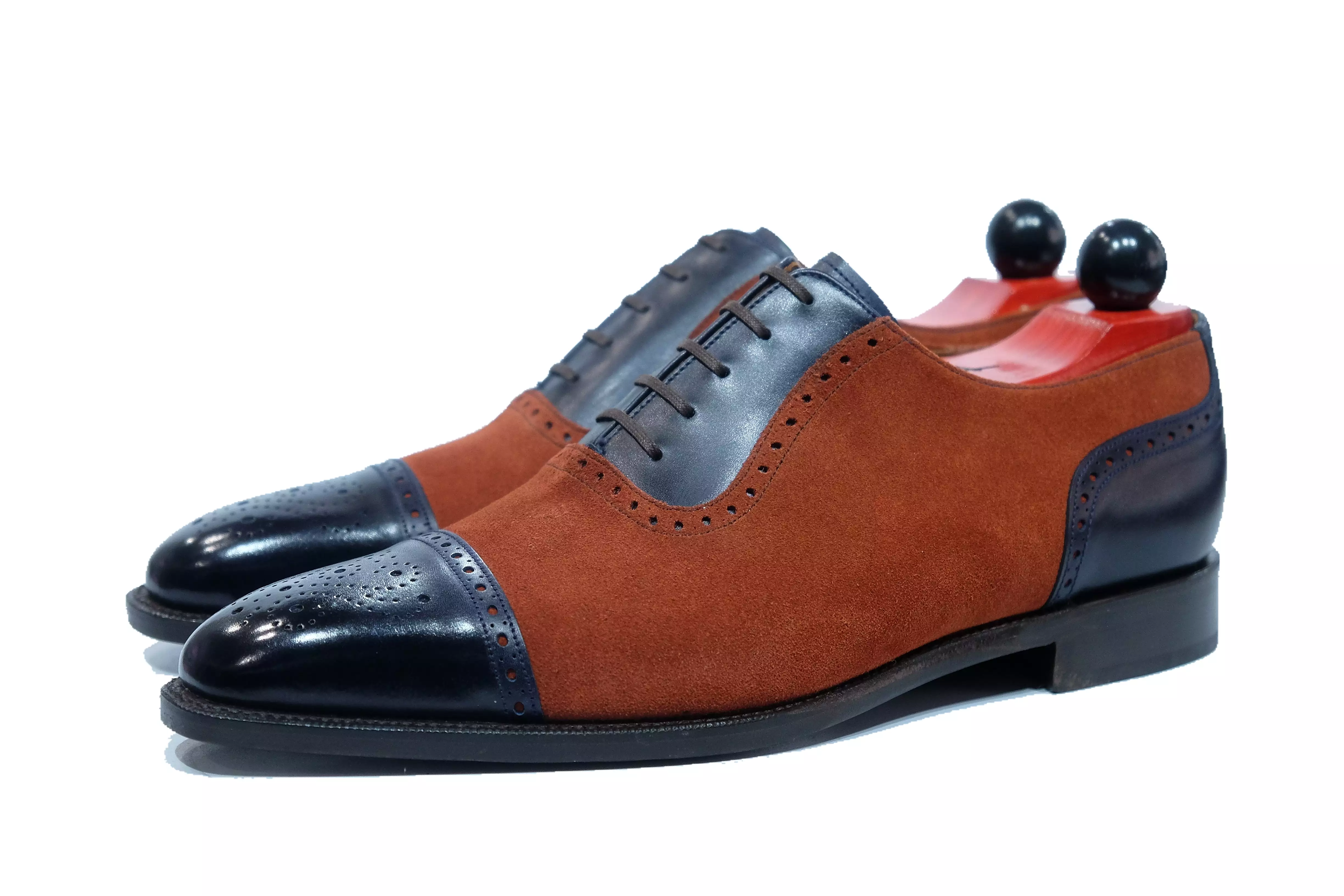 Mathew - MTO - Navy Museum Calf / Rust Suede - LPB Last - Single Leather Sole