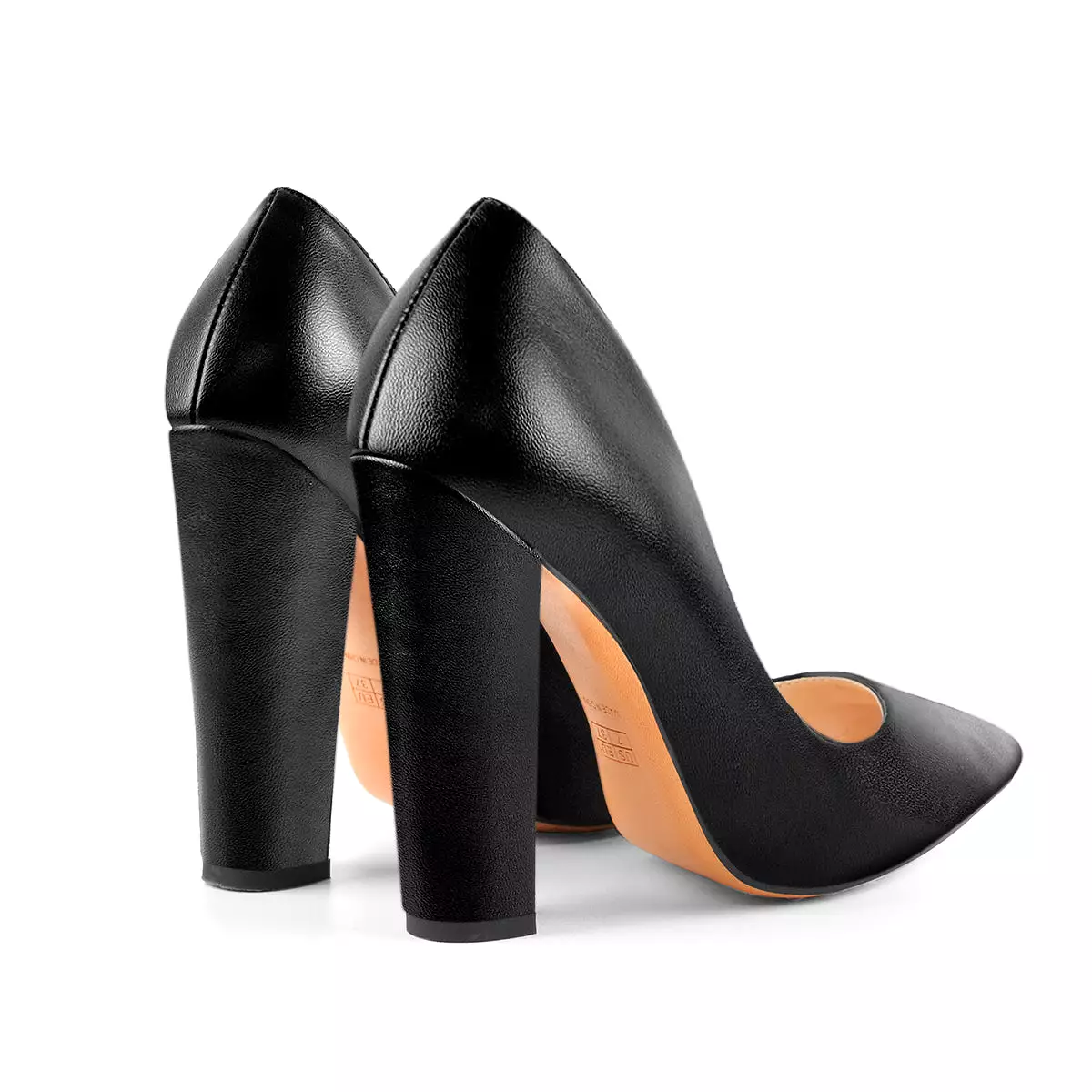 Matte Black Elegant Classic Pointed Toe Pumps Chunky Heels