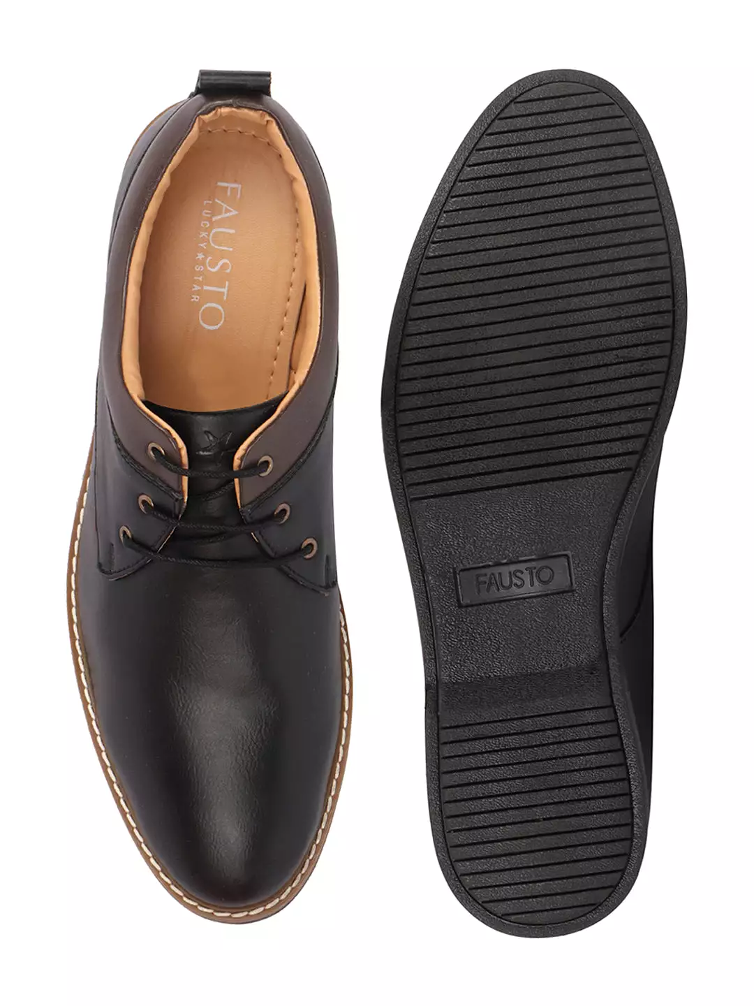 Men Black Formal Lace Up Oxford Shoes with TPR Welted Sole