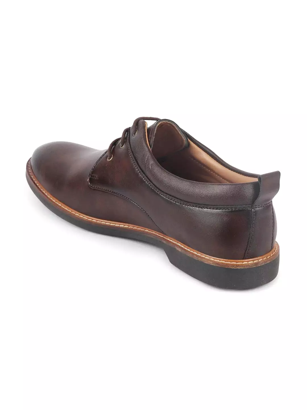 Men Brown Formal Lace Up Oxford Shoes with TPR Welted Sole