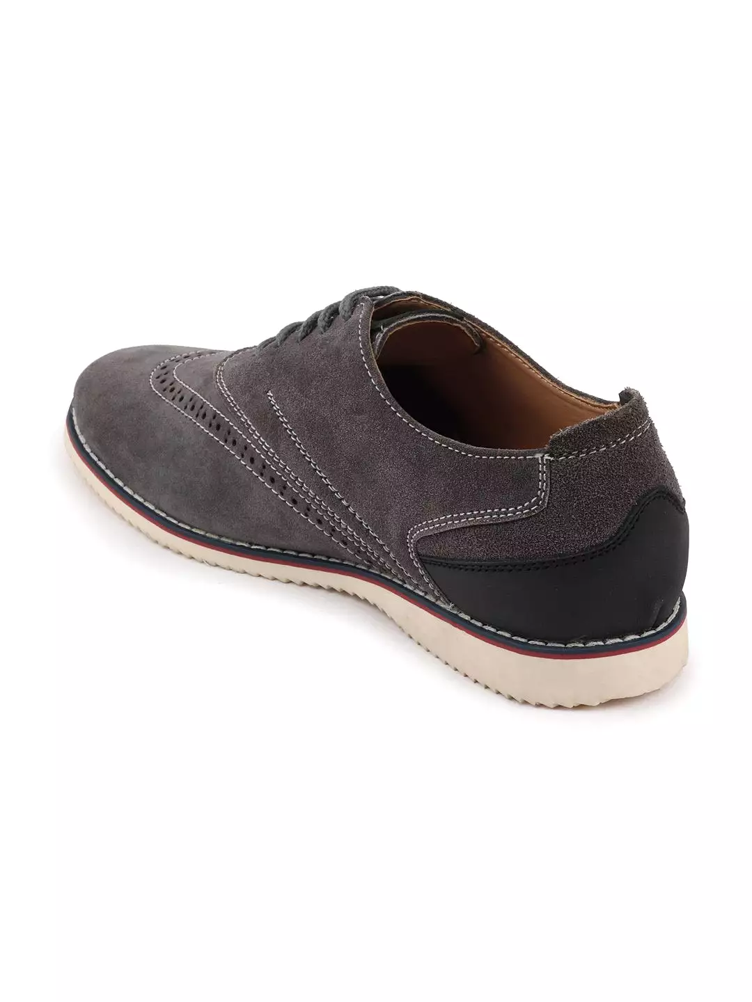 Men Grey Suede Leather Oxford Casual Shoes