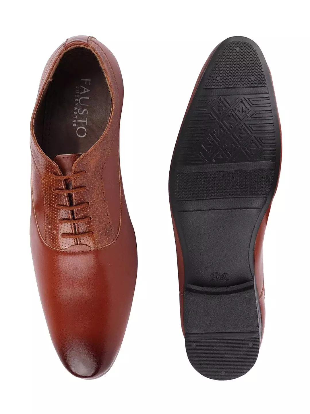 Men Tan Formal Lace-Up Oxford Shoes