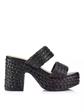 Mingus Platform Mules - Black Raffia