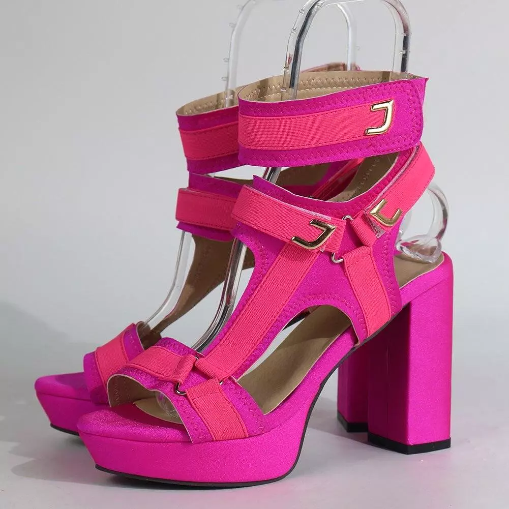 Multicolor Platform Strap Sandals