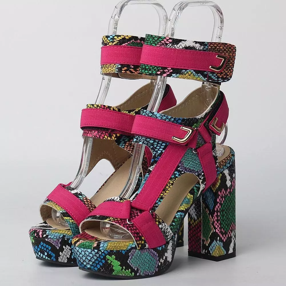 Multicolor Platform Strap Sandals