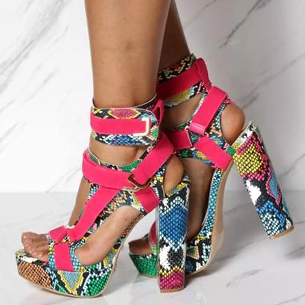 Multicolor Platform Strap Sandals