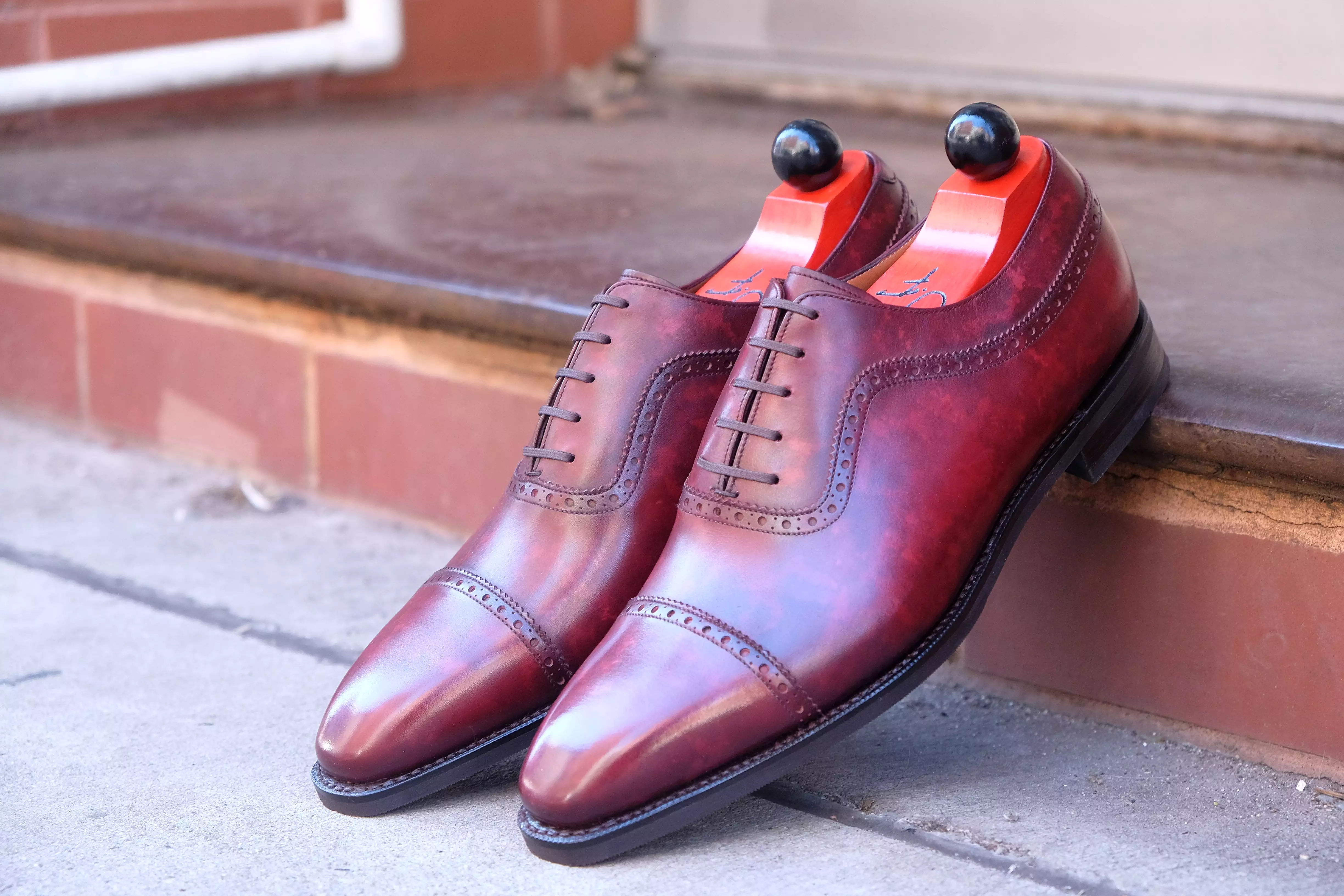 Palacio - MTO - Burgundy Marble Patina - LPB Last - City Rubber Sole