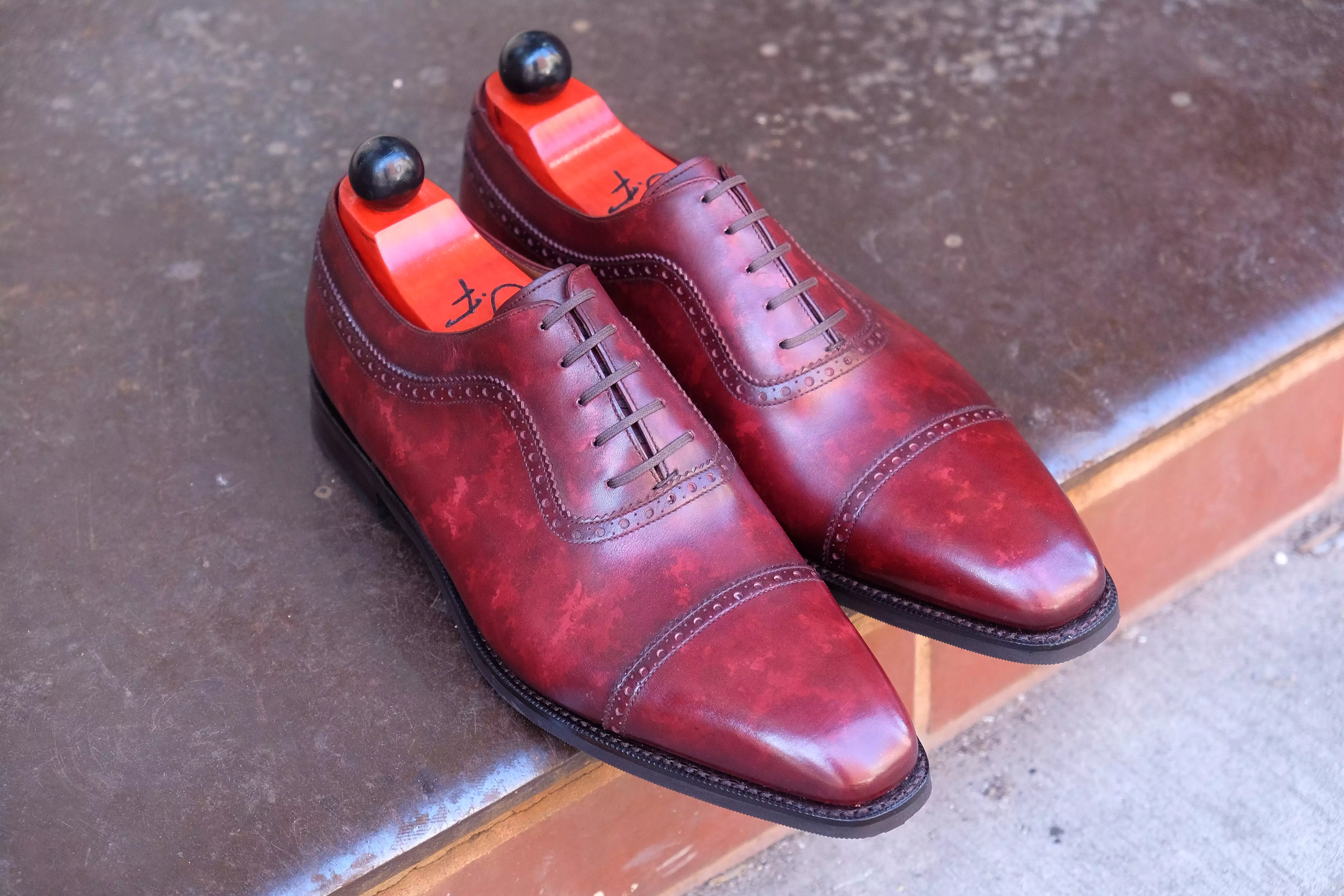 Palacio - MTO - Burgundy Marble Patina - LPB Last - City Rubber Sole