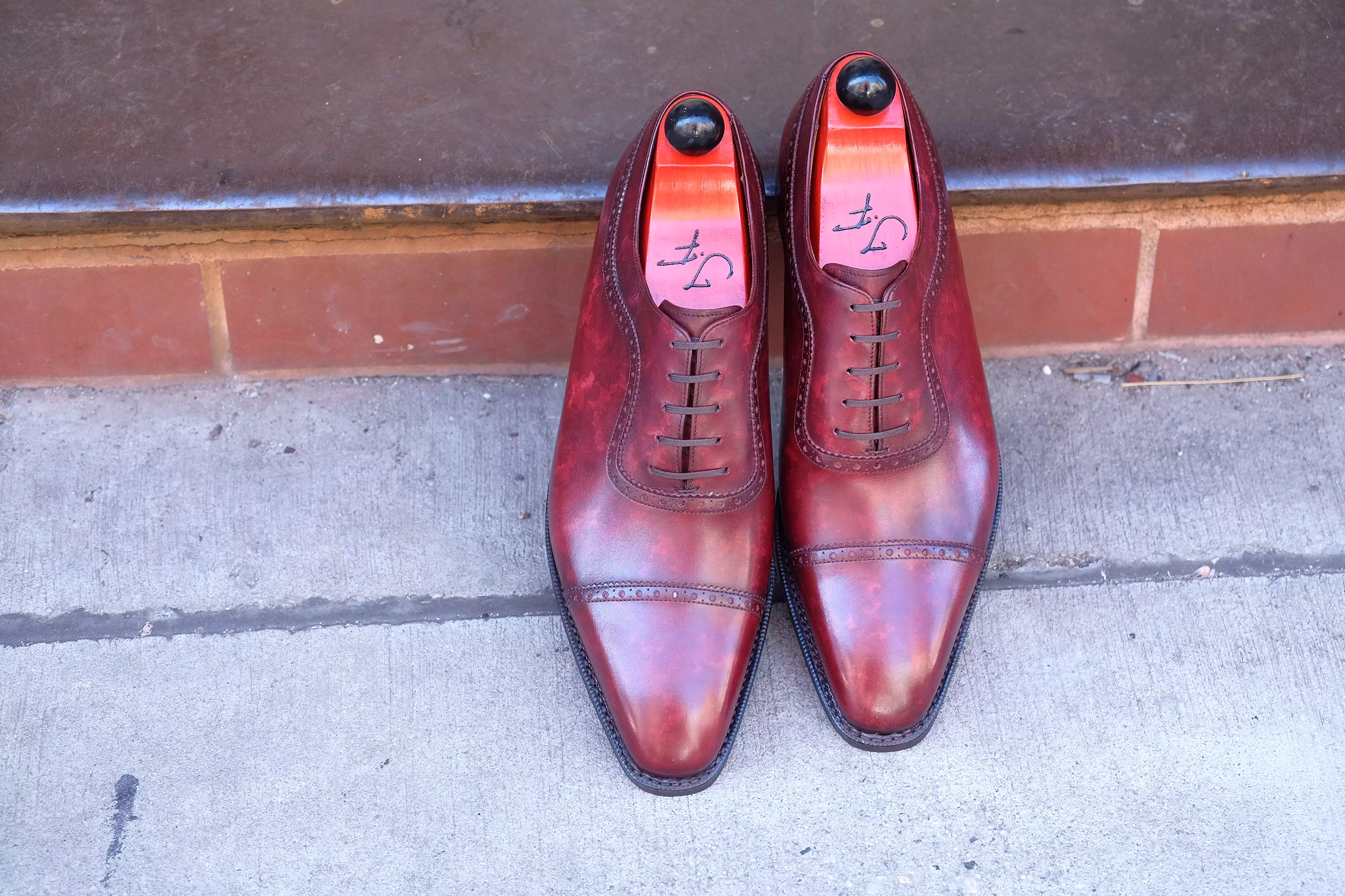 Palacio - MTO - Burgundy Marble Patina - LPB Last - City Rubber Sole