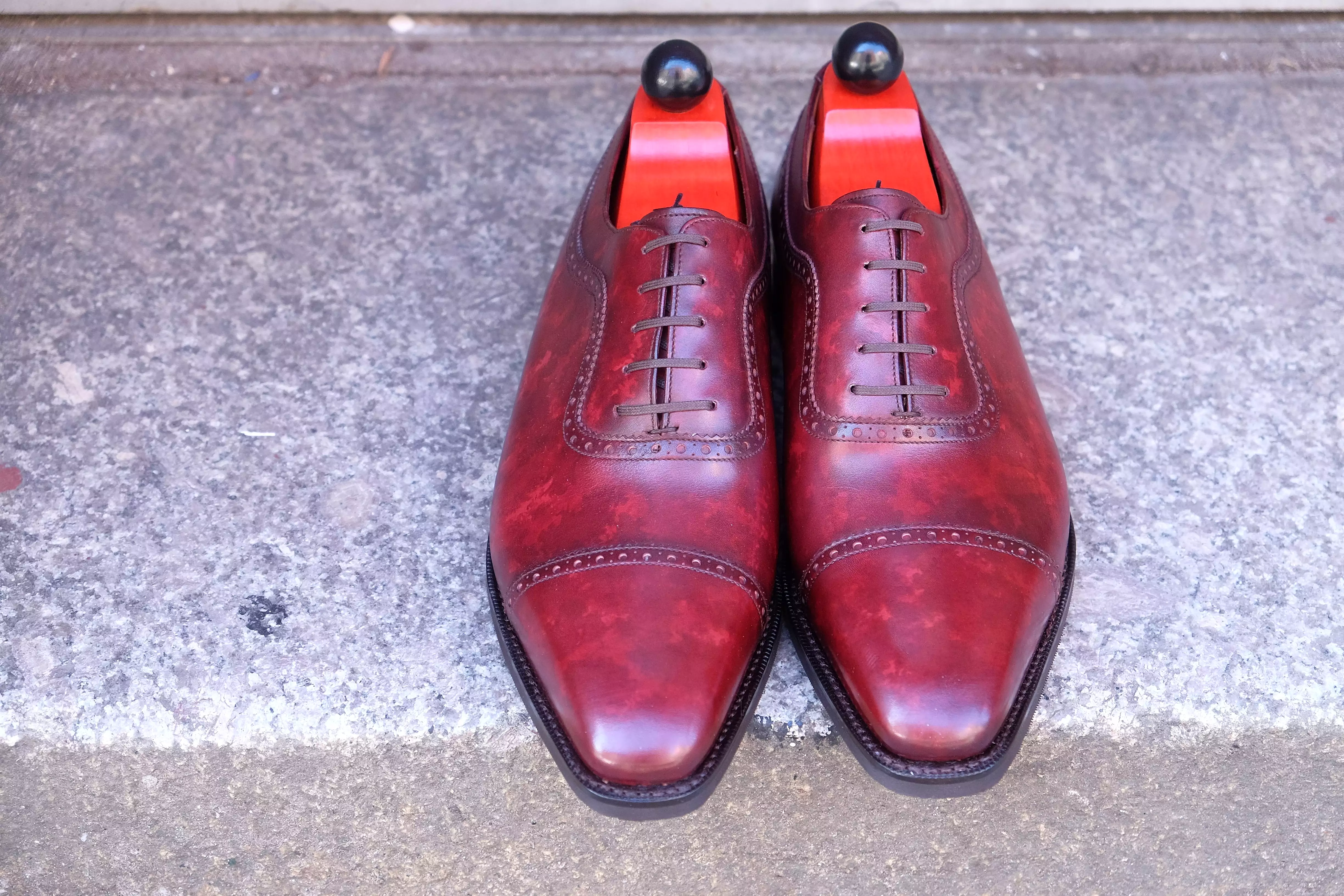 Palacio - MTO - Burgundy Marble Patina - LPB Last - City Rubber Sole