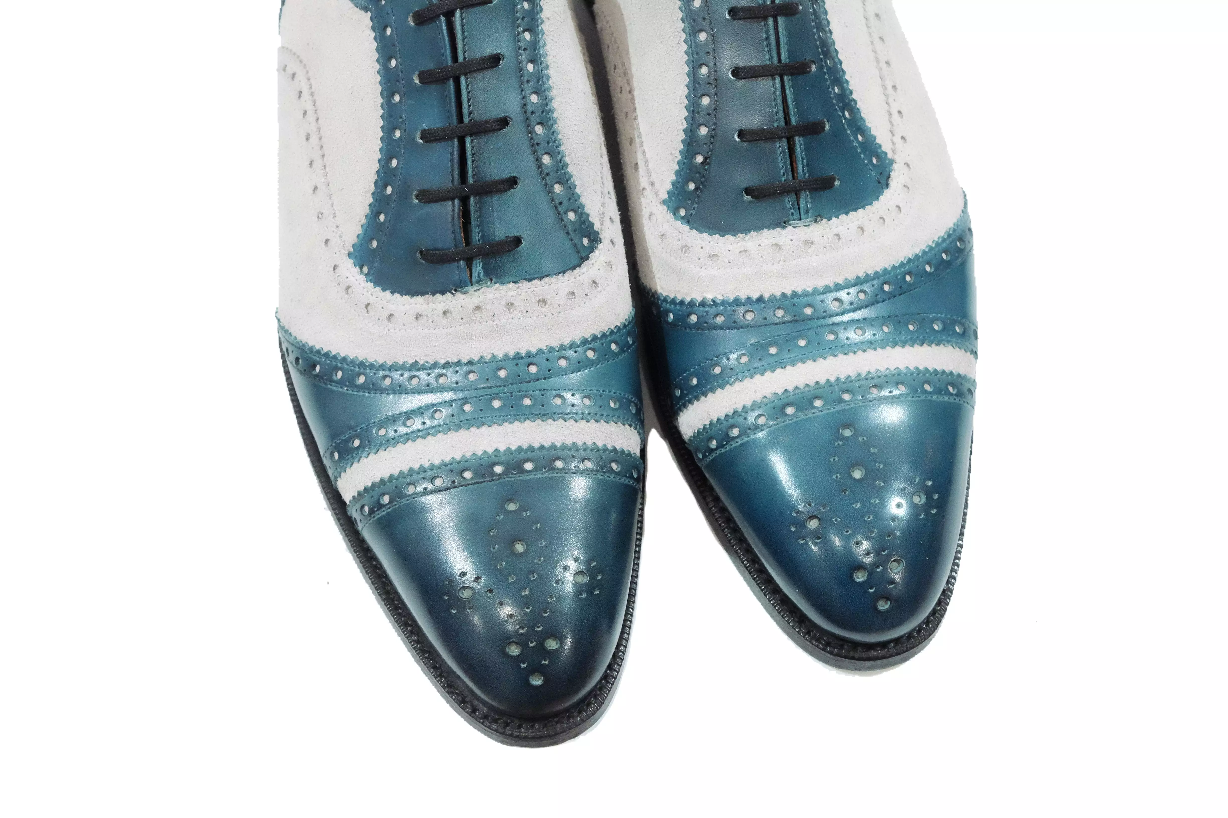 Phillips MTO - Shaded Teal Calf / Pearl Suede - NGT Last - Single Leather Sole