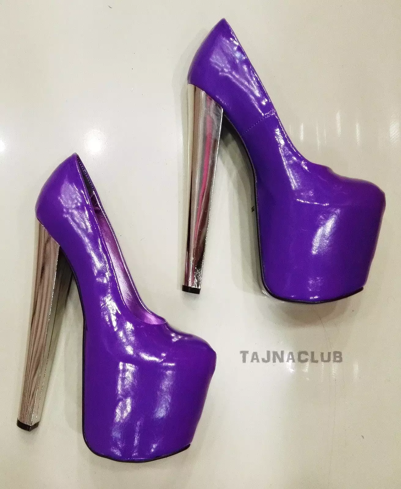 Purple Super Platform Metallic 20 cm High Heels