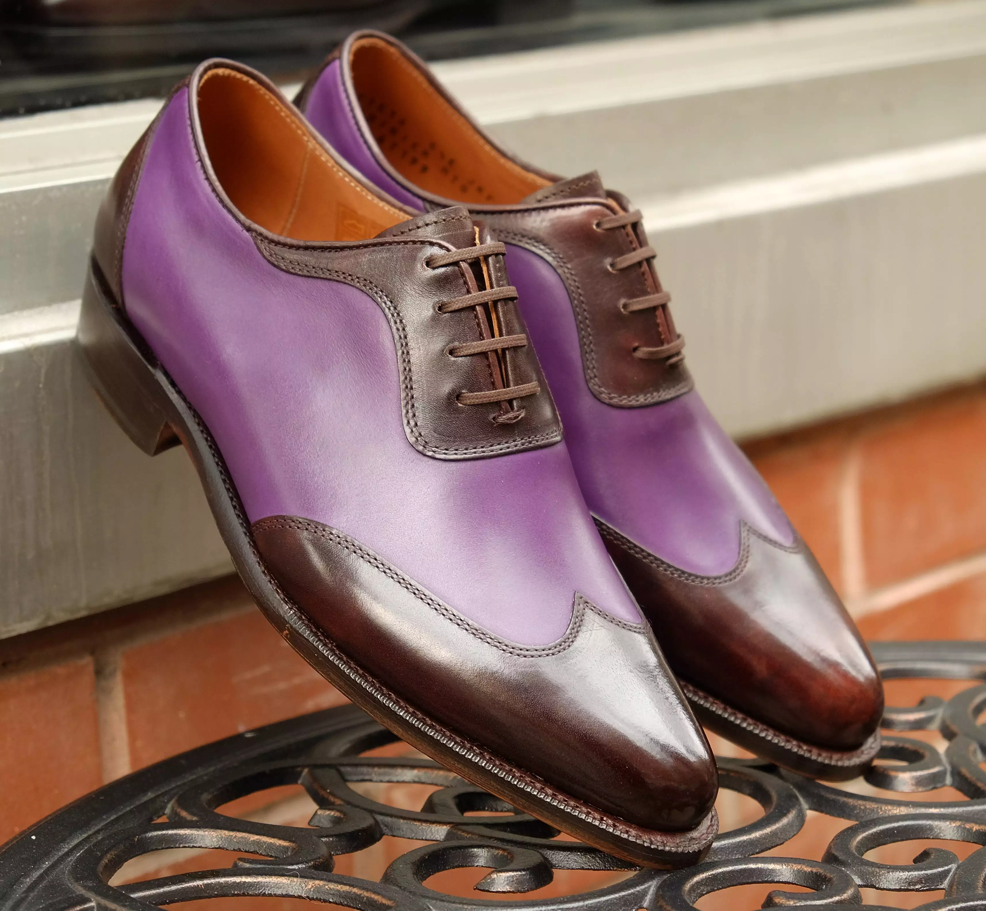 Rainier - MTO - Dark Brown Museum Calf / Shaded Purple Calf  - JKF Last - Single Leather Sole