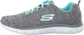 Skechers Flex Appeal 2.0 Light Blue Gray Fashion Lcae Up Textile Sport Sneakers