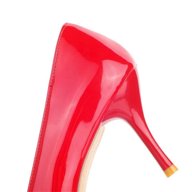 Solid Patent Leather Heeled Pumps Shoes