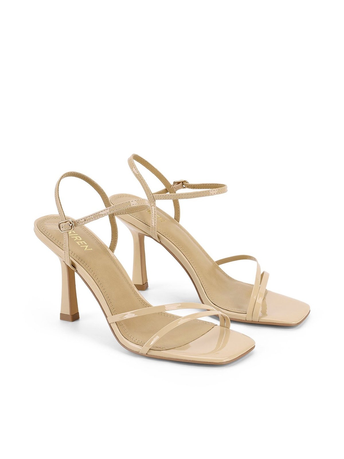 Speck Strappy Heels - Nude Patent Leather