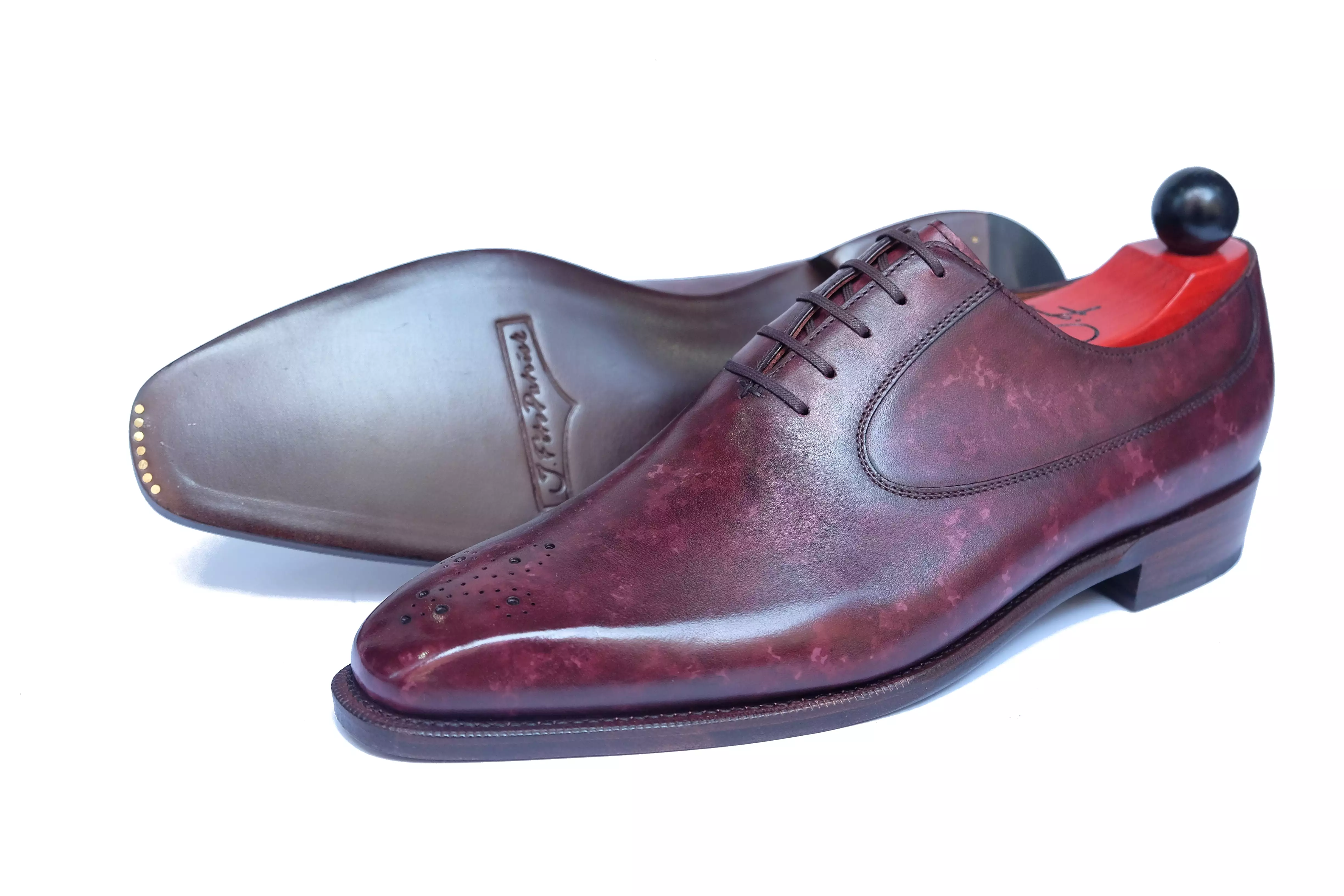 Tacoma - MTO - Mulberry Marble Patina- MGF Last - Single Leather Sole