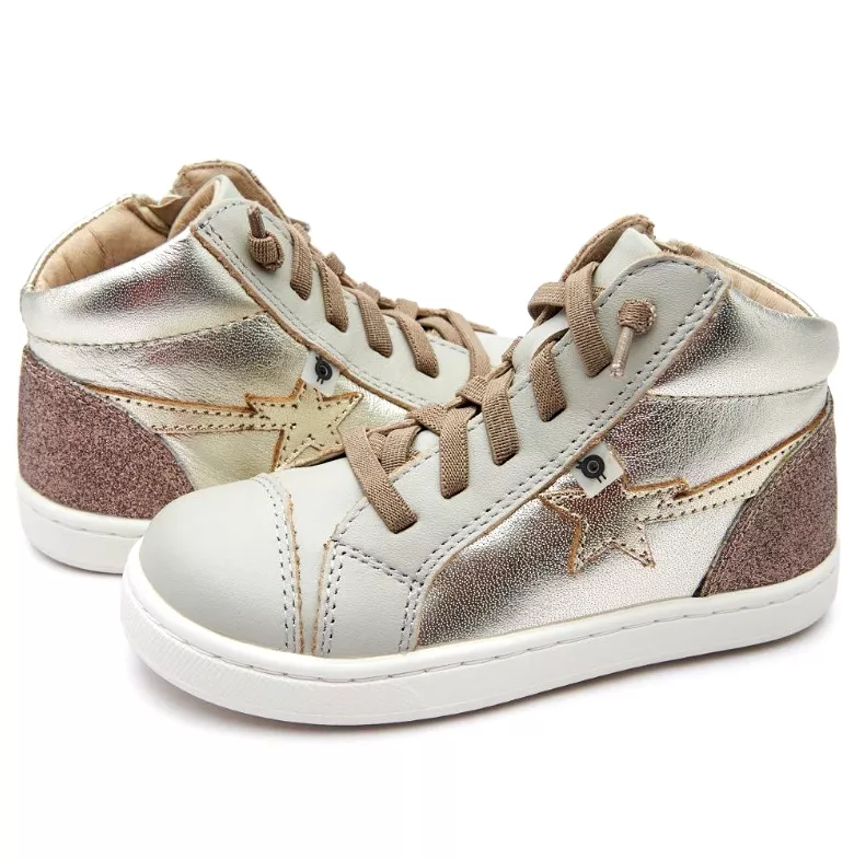 Titanium/Gold Shoot High Top Sneakers