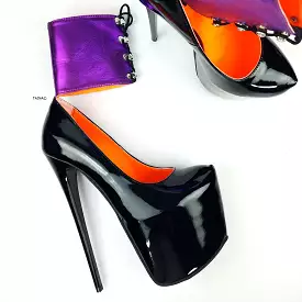 Tri-color Ankle Belt Platform High Heels