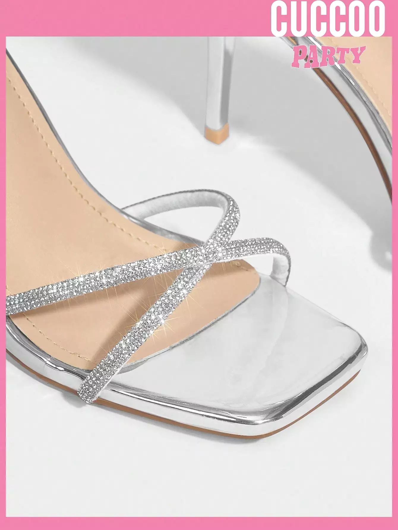 Woman Shoes Fashion Rhinestone Butterfly Decor Square Toe Ankle Strap Sandals With Elegant High Heels For Spring And Summer Prom