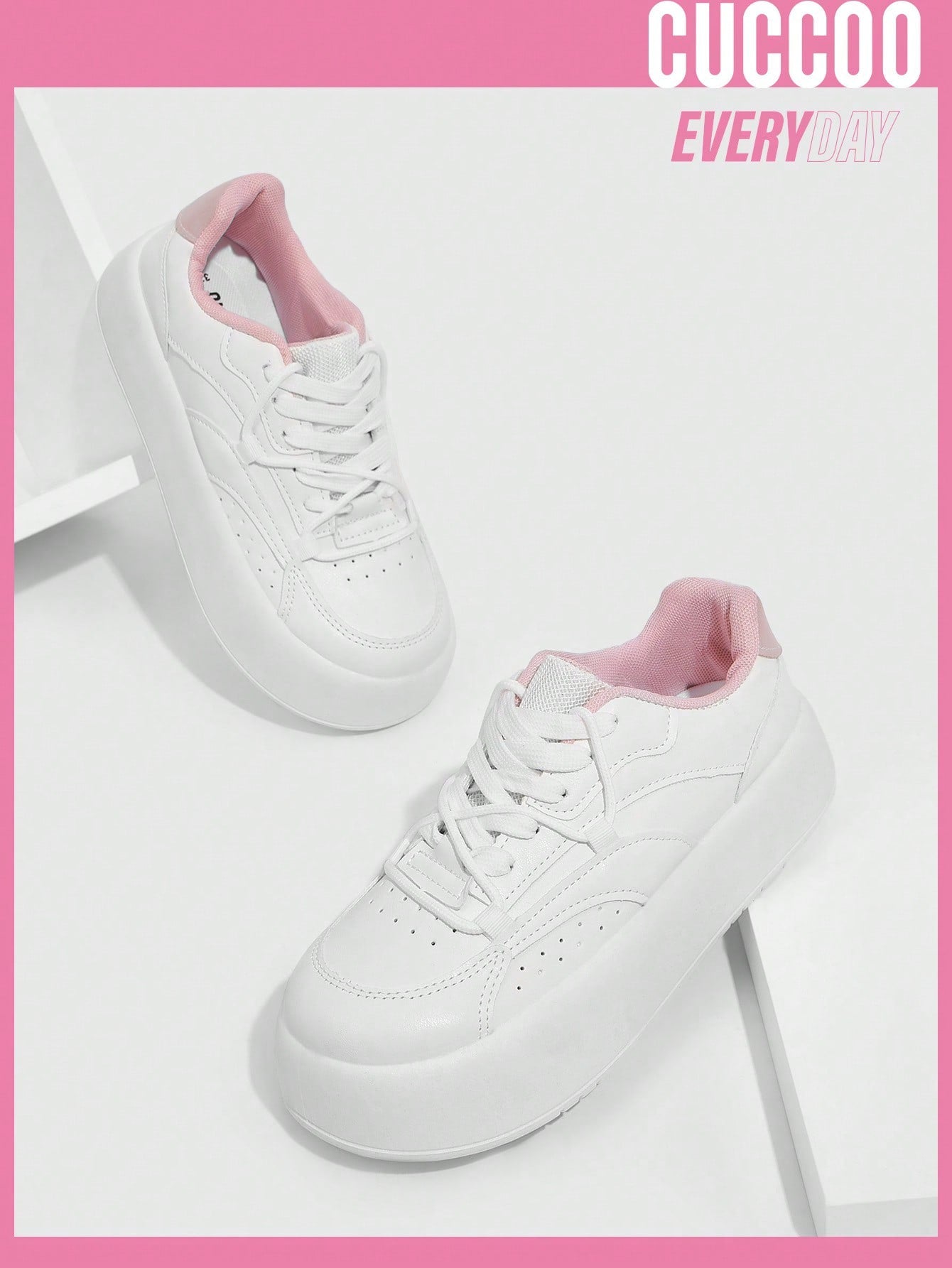 Woman Shoes Fashion White Thick Soled Sneakers For Spring And Summer