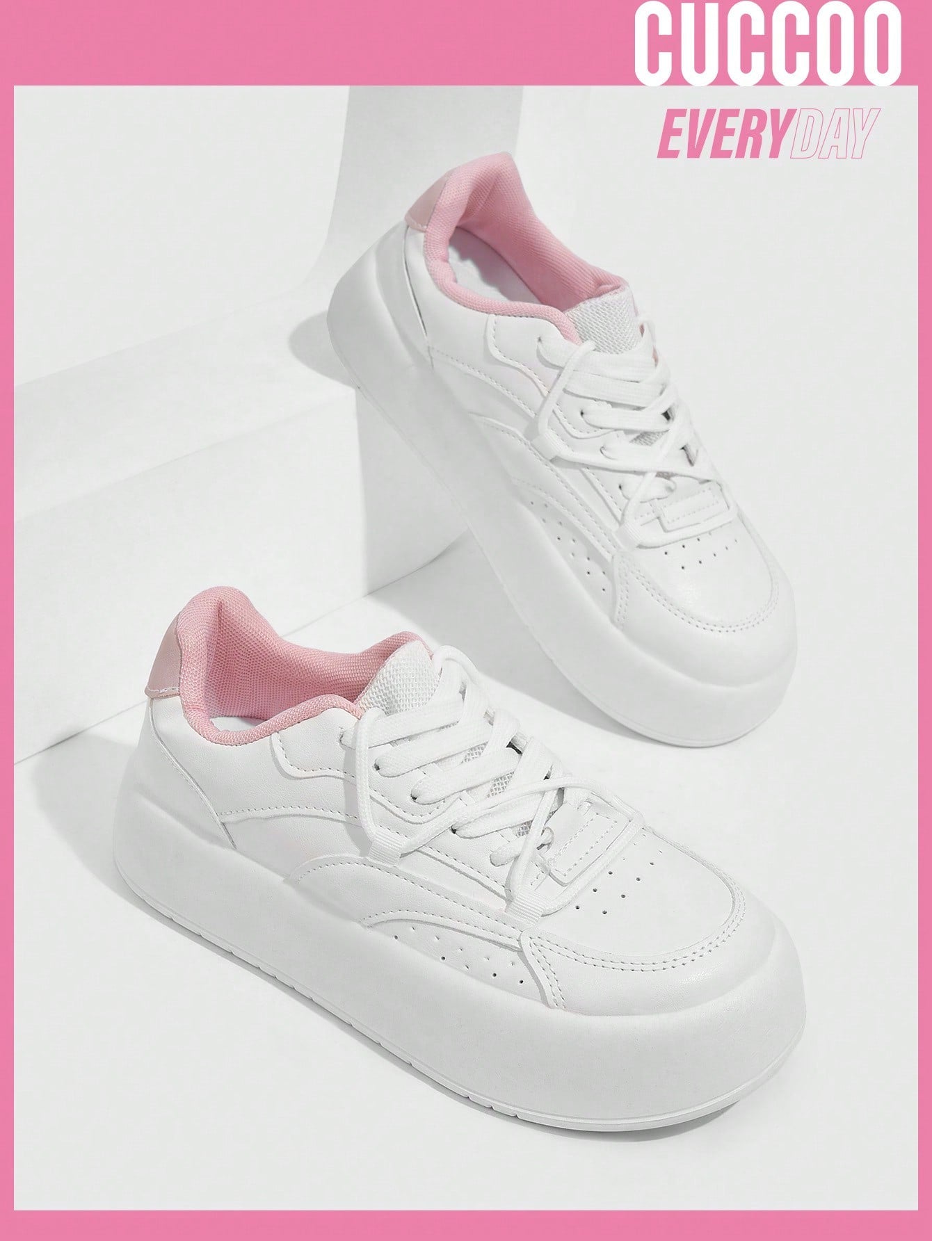 Woman Shoes Fashion White Thick Soled Sneakers For Spring And Summer