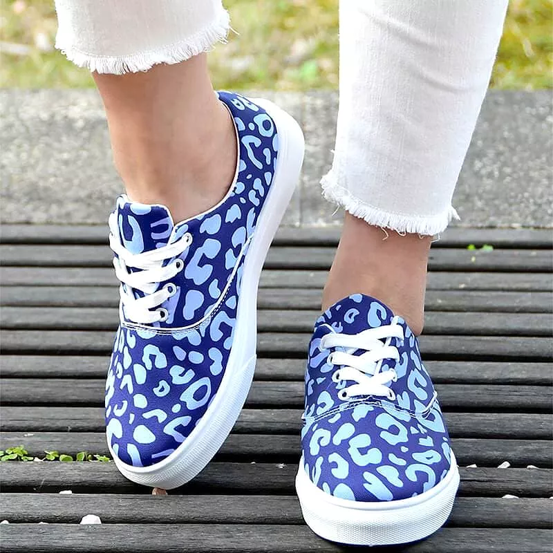 Women's Fashion Casual Daily Print Lace-up Flat Sneakers