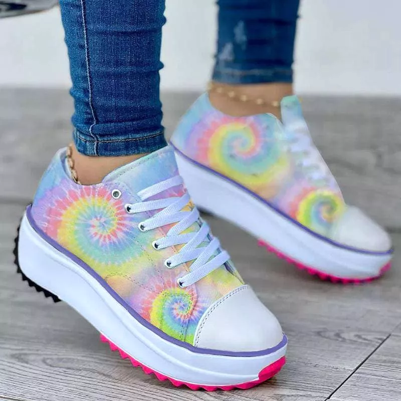 Women's Fashion Casual Tie-Dye Color-Blocking Sneakers